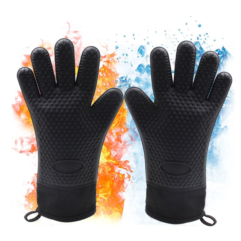 Oven Mitt Silicone - Silicone Oven Gloves Heat Resistant Long